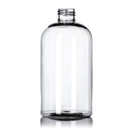 12 oz Clear PET Squat Boston Round Bottle - 24/410