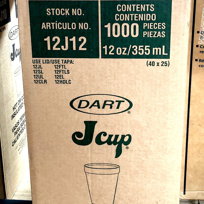 12 OZ DART 12J12 STYRO FOAM CUP 1000/CS