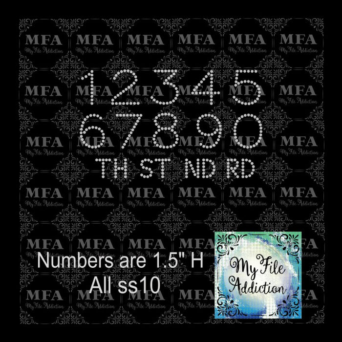 1.5" Numbers with ST TH RD ND Rhinestone Digital Download File - My File Addiction