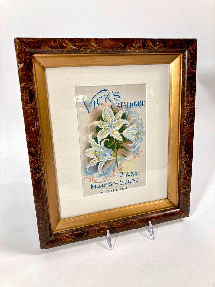 1899 Framed VICK'S SEED CATALOG Cover/ Lithograph, Flowers, Plants