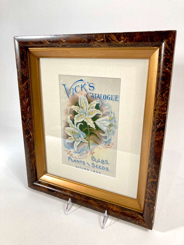 1899 Framed VICK'S SEED CATALOG Cover/ Lithograph, Flowers, Plants