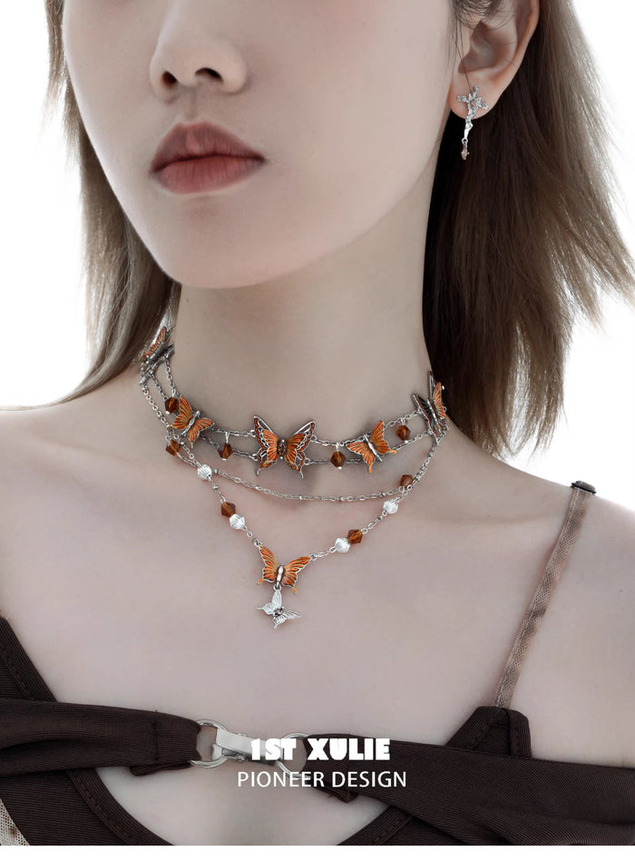 1STXULIE Desolate Rebirth Collection Niche Gothic Choker Necklace T4738
