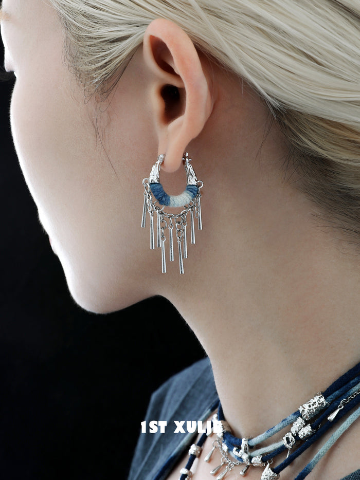 1STXULIE Superior Miao-style Niche Tassel Earrings T5825