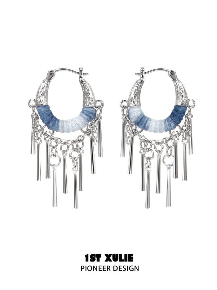 1STXULIE Superior Miao-style Niche Tassel Earrings T5825