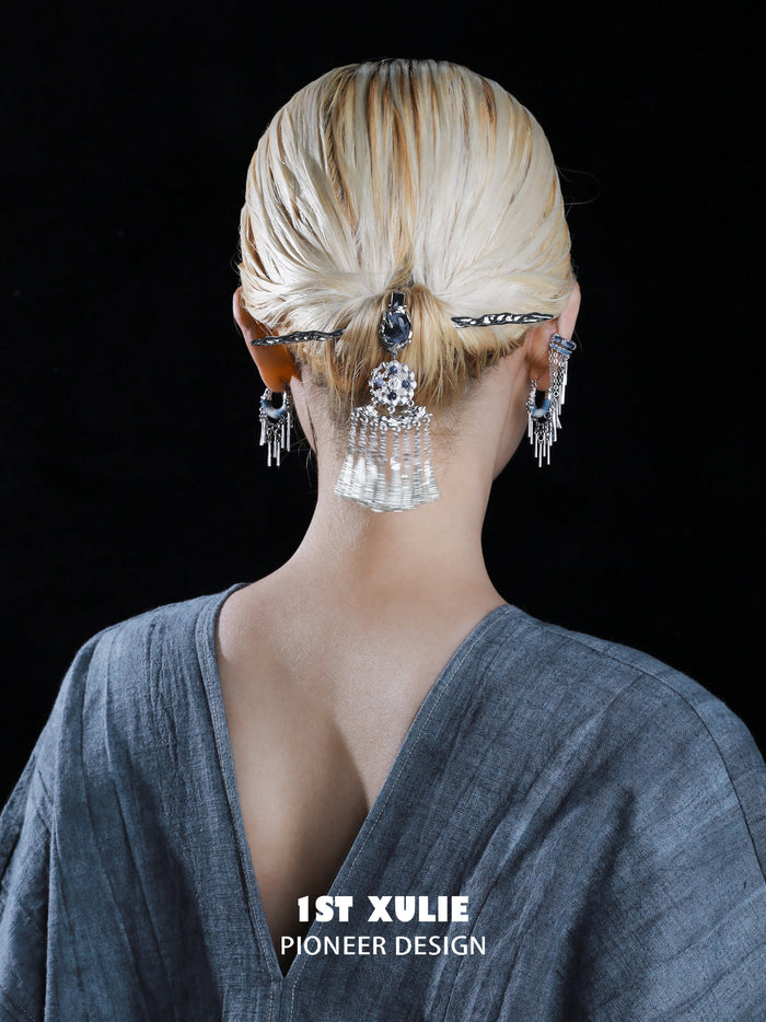 1STXULIE Superior Miao-style Tassel Hairpin Hair Stick T5815