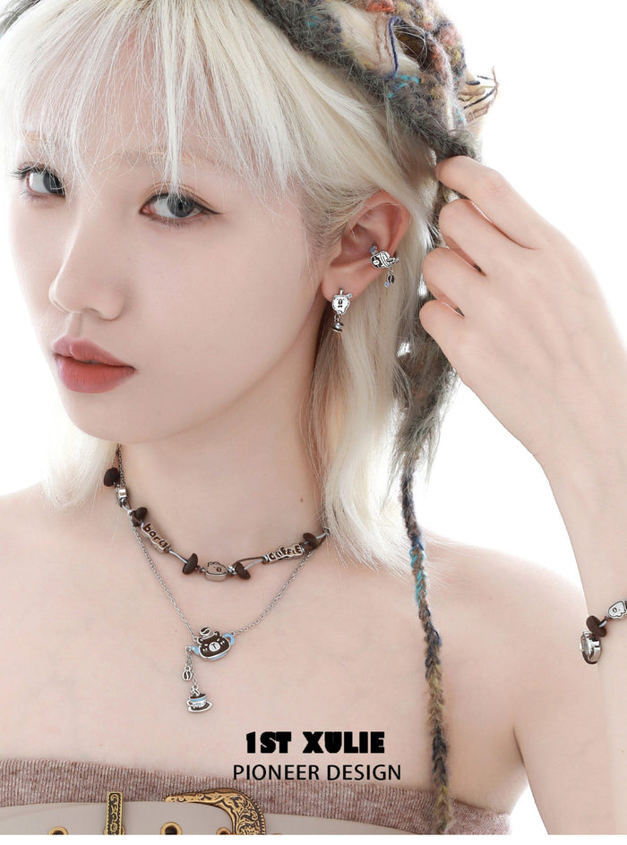 1STXULIE Superior Niche Capybara Clip-on Earrings T5846