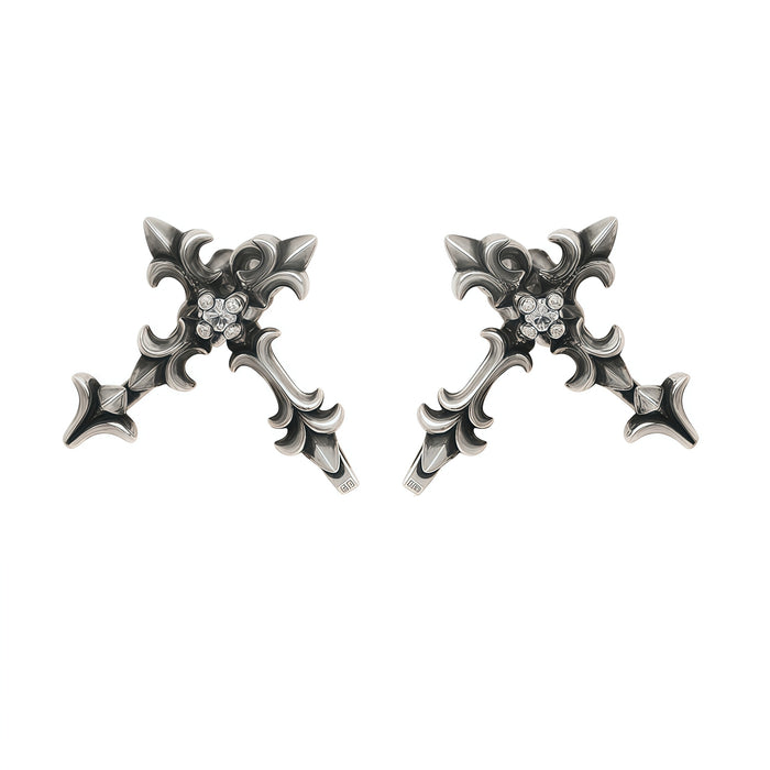 1STXULIE Superior Niche Iris Collection Cross Stud Earrings T5894