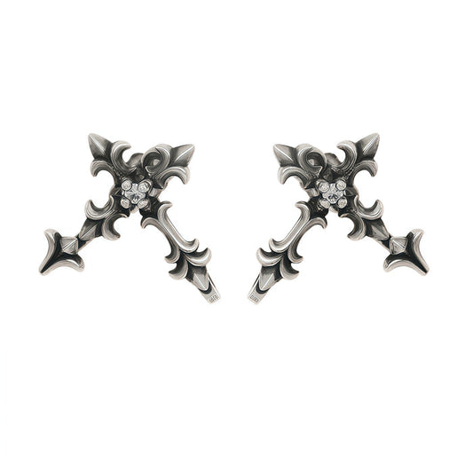 1STXULIE Superior Niche Iris Collection Cross Stud Earrings T5894