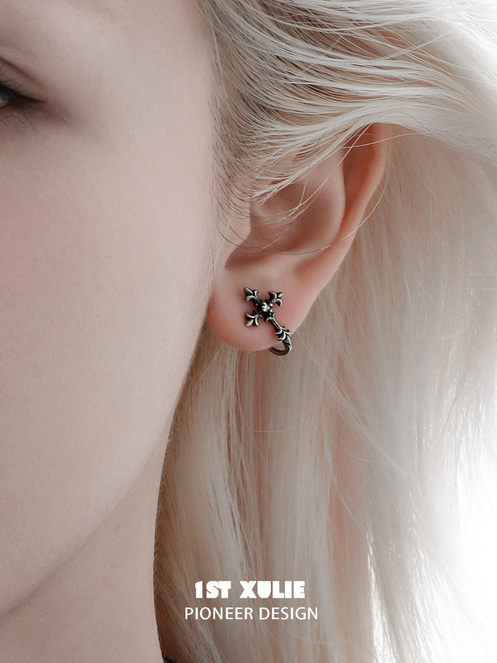 1STXULIE Superior Niche Iris Collection Cross Stud Earrings T5894