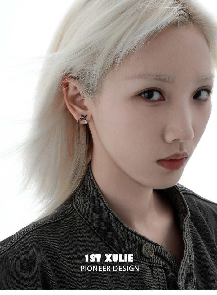 1STXULIE Superior Niche Iris Collection Cross Stud Earrings T5894