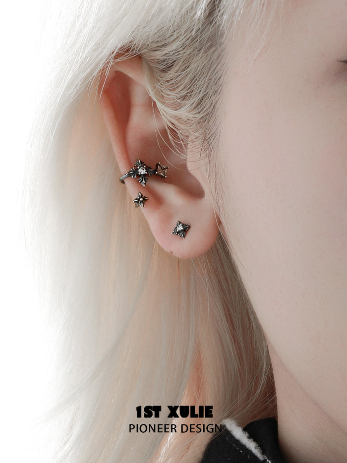 1STXULIE Superior Niche Iris Collection S925 Silver Clip-on Earrings T5895
