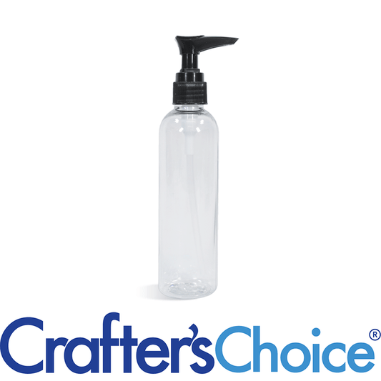 2 oz Clear Bullet w/ Black Ribbed Lotion Pump Set