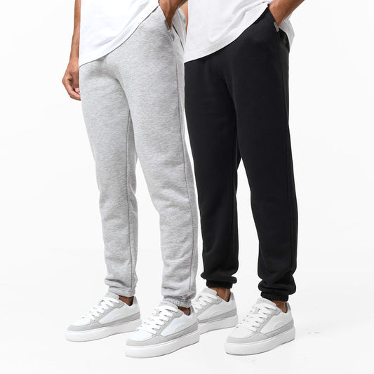 2-Pack Relaxed Fit Cuffed Joggers | Black/Grey Marl