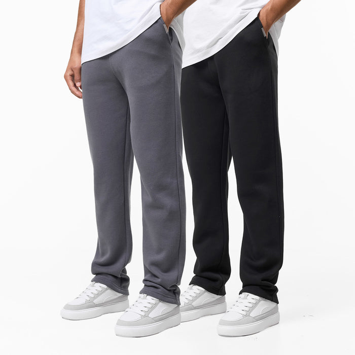 2-Pack Relaxed Fit Open Hem Joggers | Black/Dark Grey