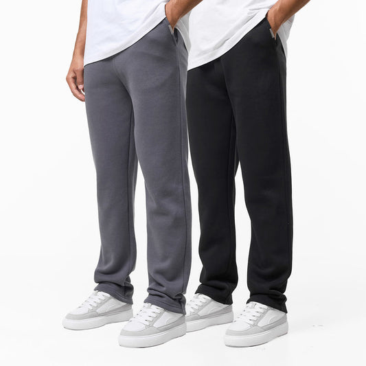 2-Pack Relaxed Fit Open Hem Joggers | Black/Dark Grey