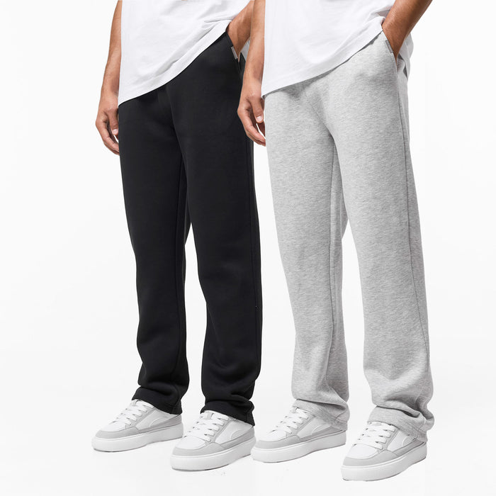 2-Pack Relaxed Fit Open Hem Joggers | Black/Grey Marl