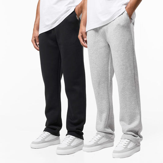 2-Pack Relaxed Fit Open Hem Joggers | Black/Grey Marl