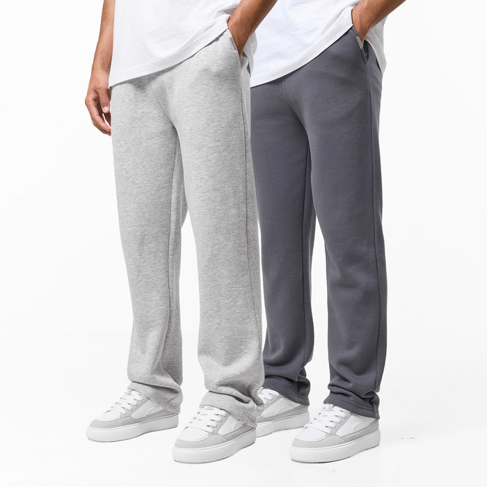2-Pack Relaxed Fit Open Hem Joggers | Dark Grey/Grey Marl