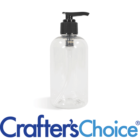 4 oz Clear Boston Round w/ Black Lotion Pump Set
