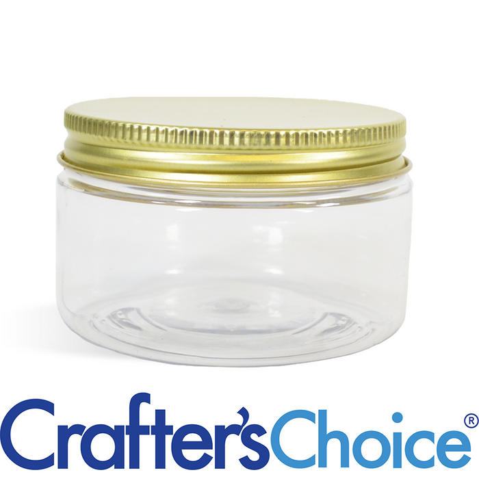 4 oz Clear Heavy Wall Jar & Gold Metal Top Set