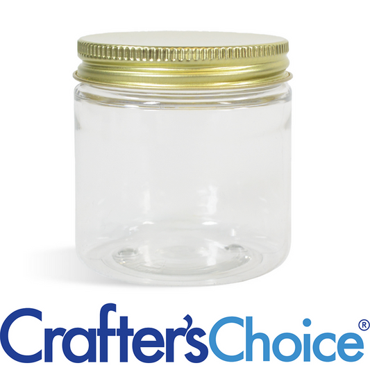 8 oz Clear Basic Jar & Gold Metal Top Set