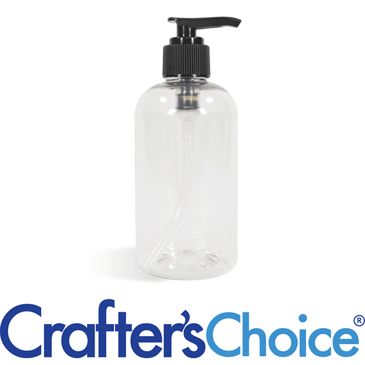 8 oz Clear Boston Round w/ Black Saddle Pump Set