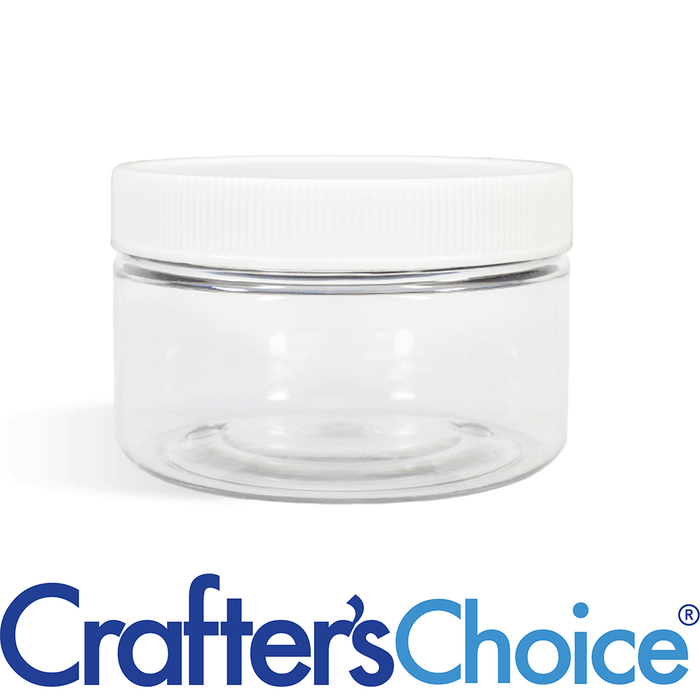 8 oz Clear Heavy Wall Jar & White Ribbed Top Set