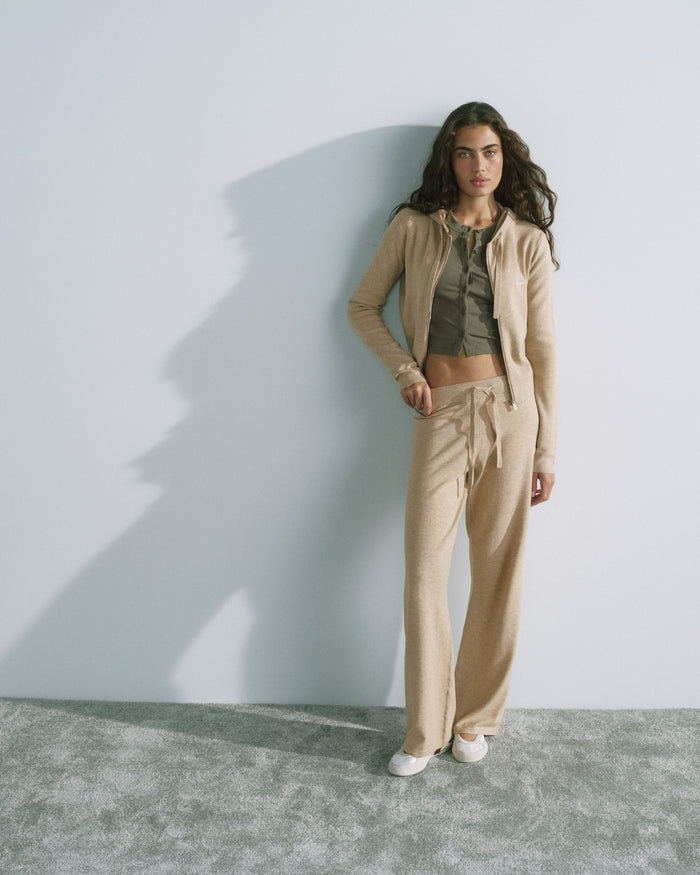 Adanola Knit Straight Leg Trousers - Oatmeal
