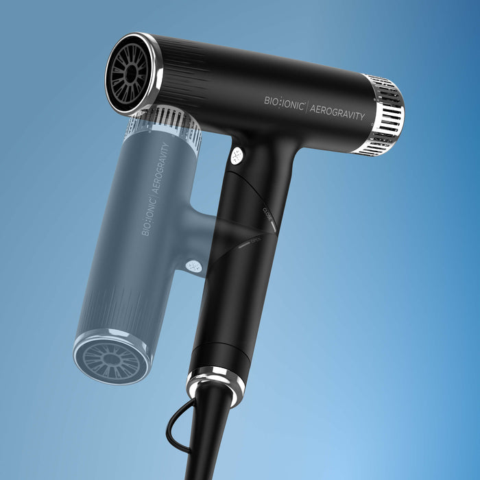 Bio Ionic AeroGravity Featherlight Dryer showcasing folding capability