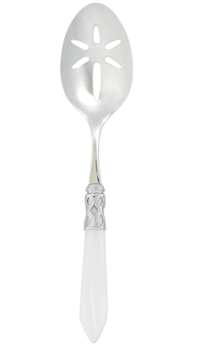Aladdin Brilliant Slotted Serving Spoon Tabletop Vietri White
