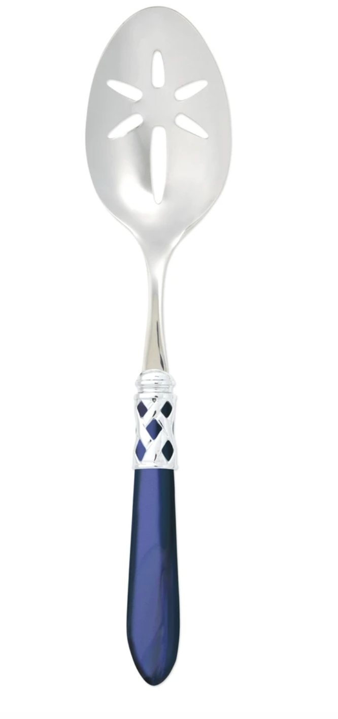 Aladdin Brilliant Slotted Serving Spoon Tabletop Vietri Blue