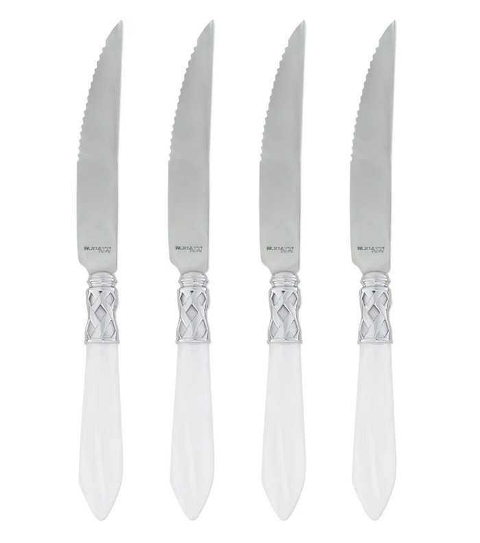 Aladdin Brilliant Steak Knives Tabletop Vietri White