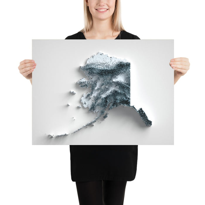 Alaska Topographic 3D Relief Map