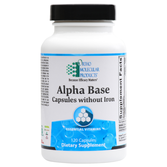Alpha Base Caps without iron (120 ct) by Ortho Molecular