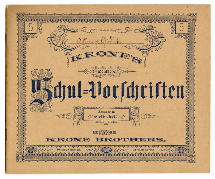 Antique KRONE'S PARAGON Student's School Penmanship Book, Cursive, Lettering