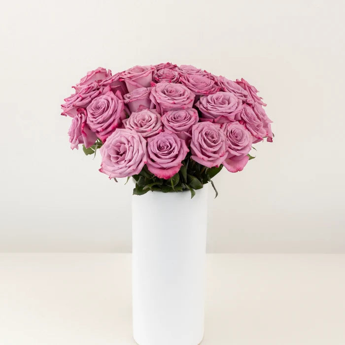 Antique Mauve Fresh Cut Rose Vase - Image