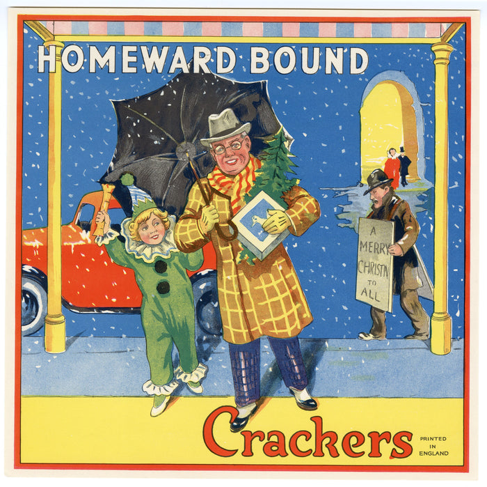 Antique, Unused HOMEWARD BOUND Firecracker LABEL ONLY, Batger, Christmas