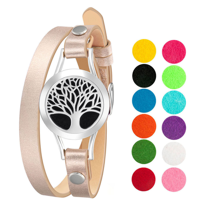 Aromatherapy Diffuser Bracelet — Leather (Rose Gold) - 14 Styles