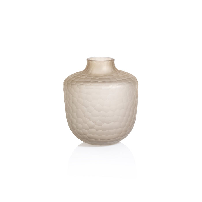 Arosa Cut Glass Frosted Vase - Taupe - Vases by Carlyle Avenue