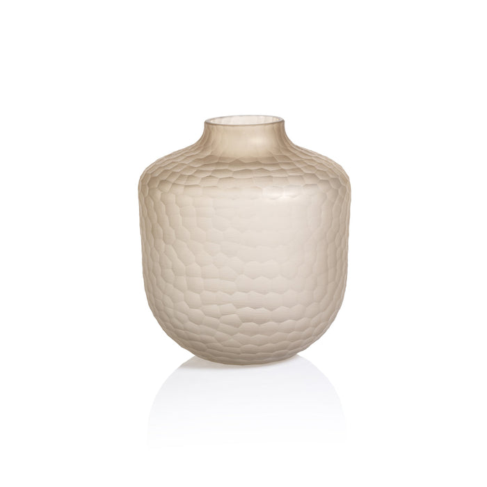 Arosa Cut Glass Frosted Vase - Taupe - Vases by Carlyle Avenue
