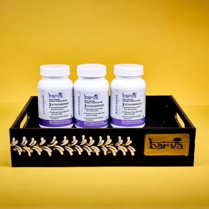 Ashvadha Pack of 3 with a Free Wooden Tray