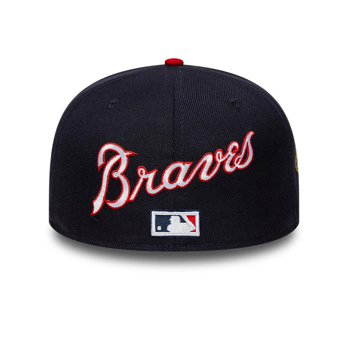 Pictured is this MLB Icon Atlanta Braves 59FIFTY Fitted cap in navy & red. 5