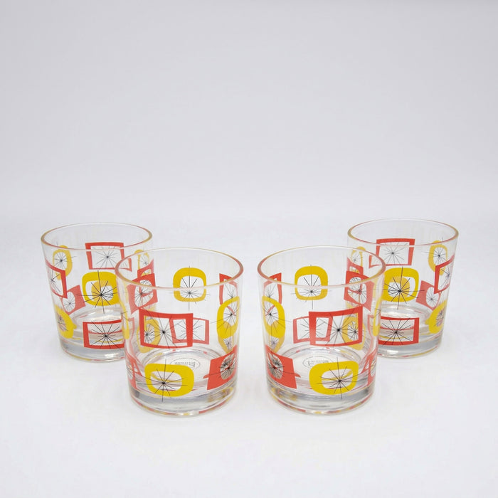 Atomic Acrylic Old Fashioned (Set of 4) - Orange/Yellow