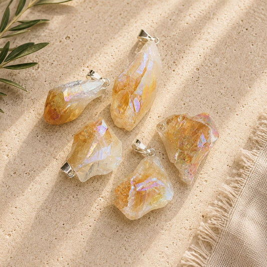 Raw Aura Amethyst Crystal Pendant