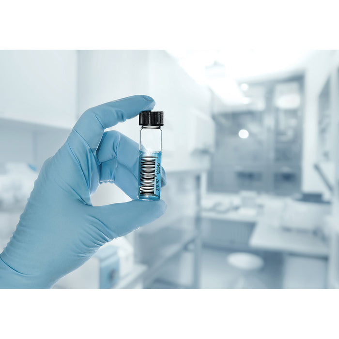 Aurelia Robust - Soft Nitrile Blue Exam Glove, In use view.