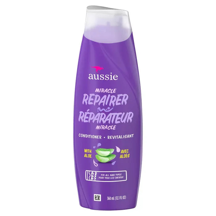 AUSSIE Miracle Repairer Conditioner With Aloe For All Hair Types  بلسم أوسي ميراكل ريبيرير بالألوفيرا لجميع أنواع الشعر