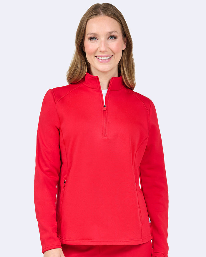 Ava Therese Half Zip Fleece Scrub Pull Over