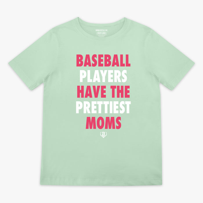 Green Baseball Players Have The Prettiest Moms Mint youth graphic tee - front view
