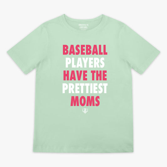 Green Baseball Players Have The Prettiest Moms Mint youth graphic tee - front view