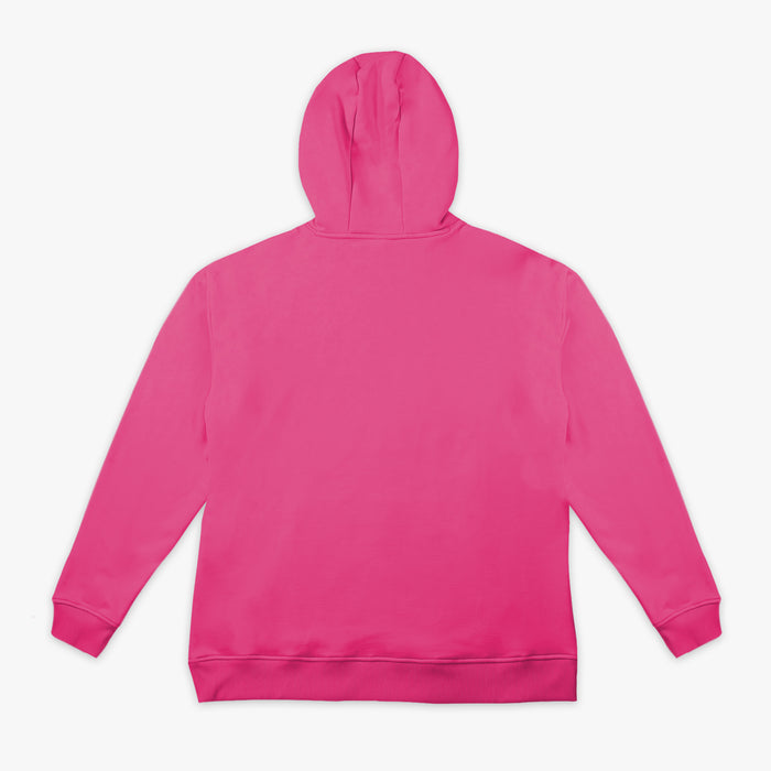 Pink Baseline youth hoodie — back view